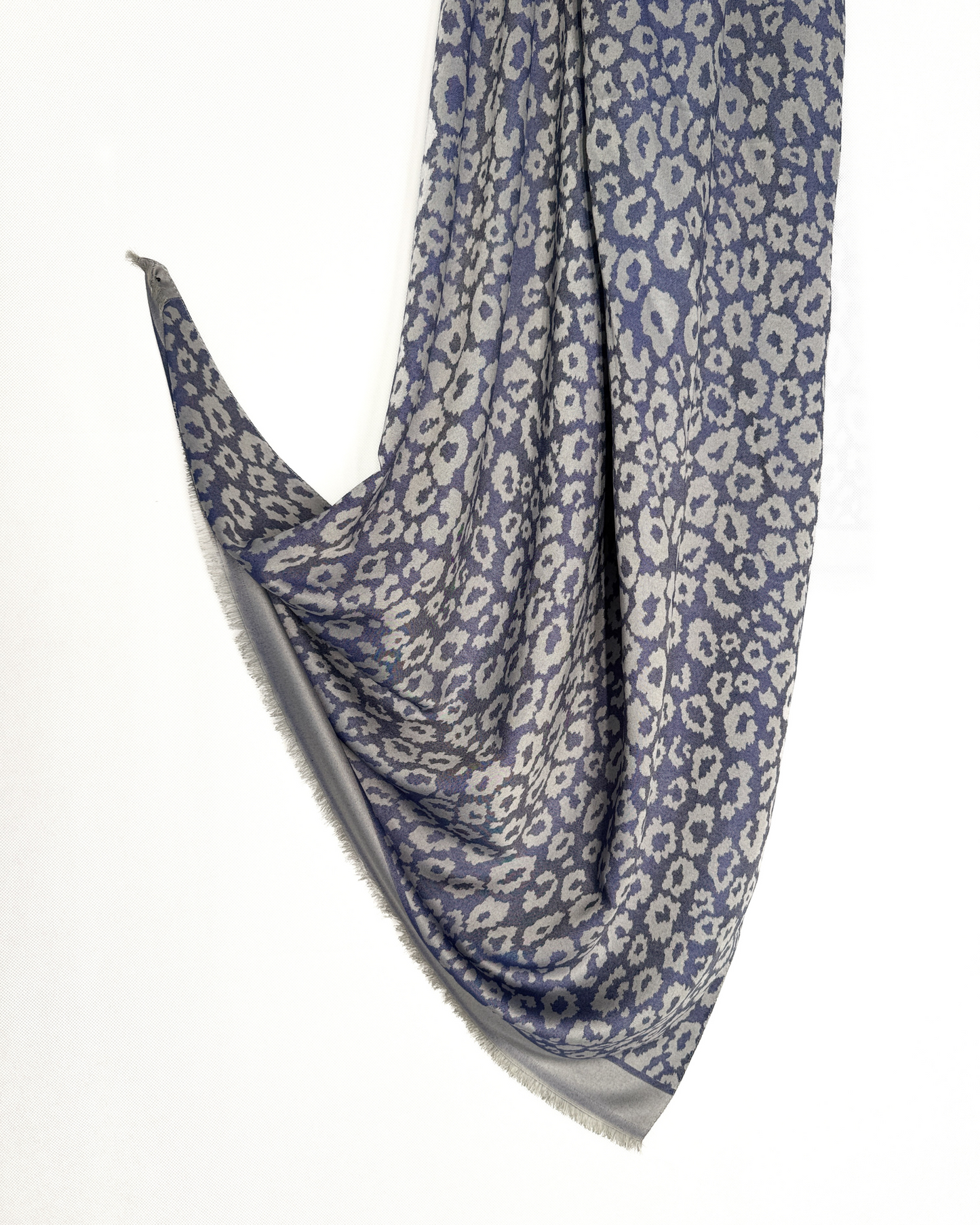 Premium Schal - Leopardenmuster - Königsblau-Grau
