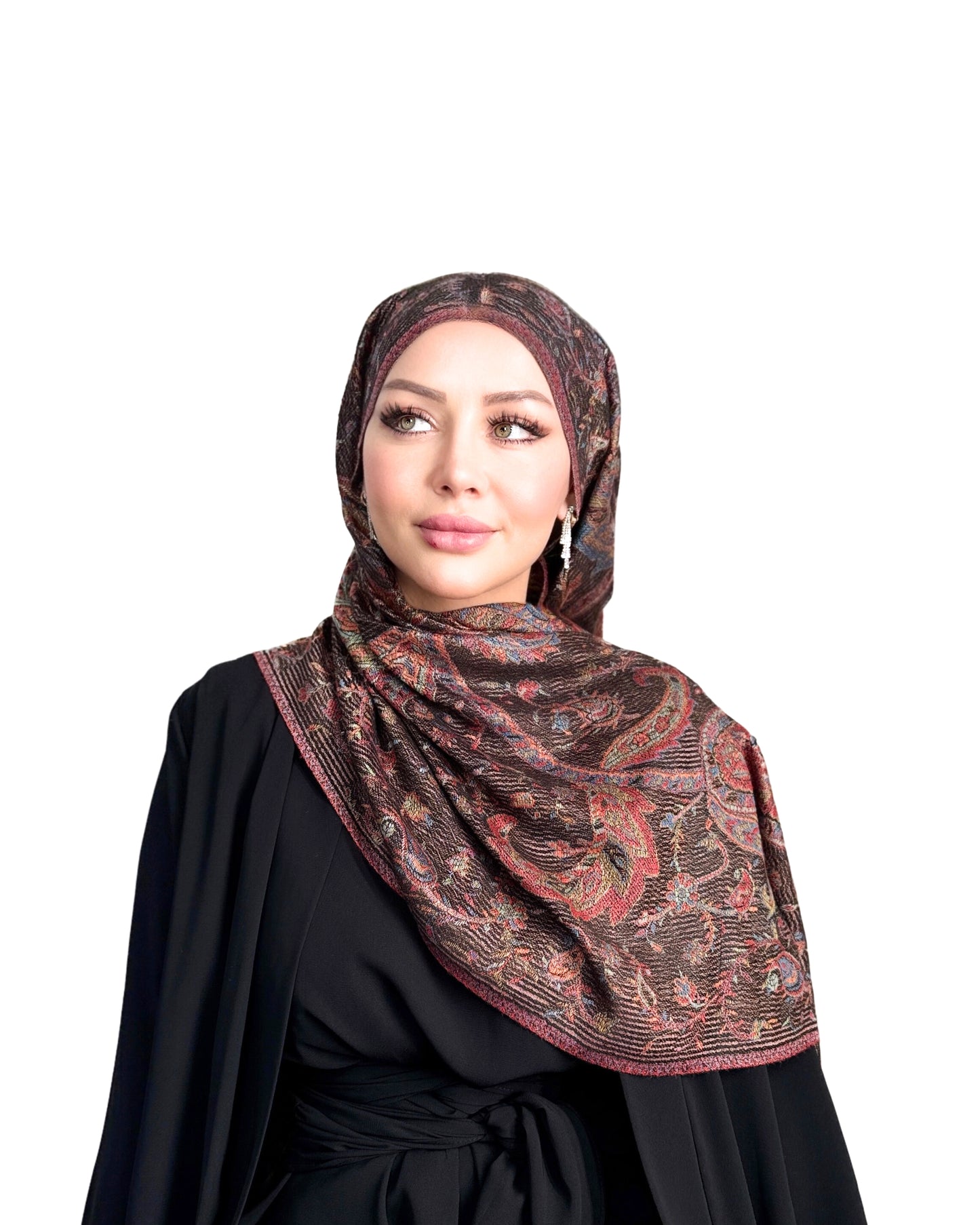 Pashmina Schal - Jacquard Paisley - Kastanienbraun