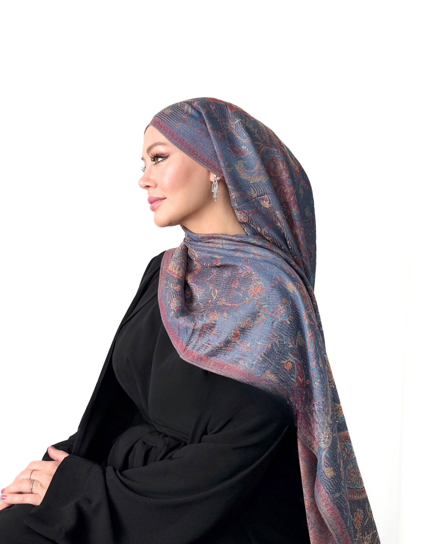 Pashmina Schal - Jacquard Paisley - Orientblau