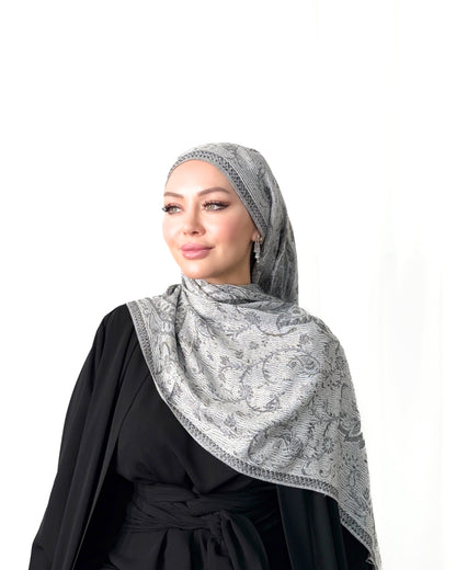 Pashmina Schal - Jacquard Paisley - Aschgrau