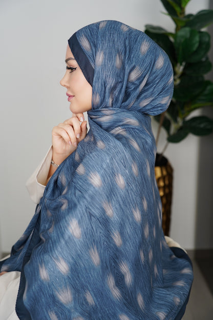 Premium Hijab - Soft Blau | Feder-Optik | Soft Baumwolle