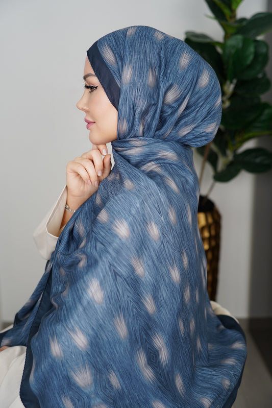 Premium Hijab - Soft Blau | Feder-Optik | Soft Baumwolle