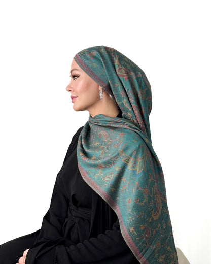 Pashmina Schal - Jacquard Paisley - Jadegrün