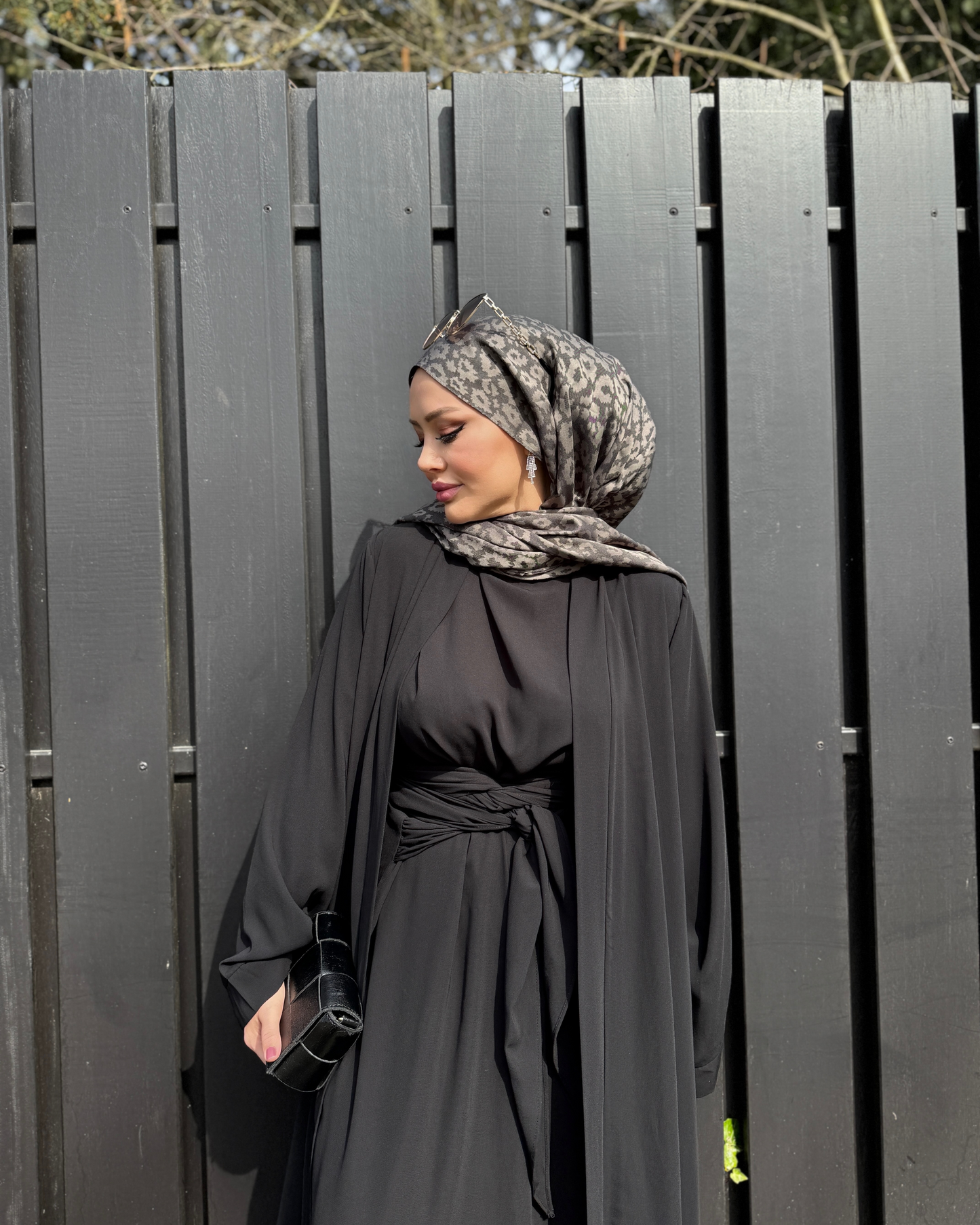 Premium Schal - Leopardenmuster - Anthrazit-Grau
