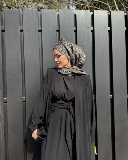 Premium Schal - Leopardenmuster - Anthrazit-Grau