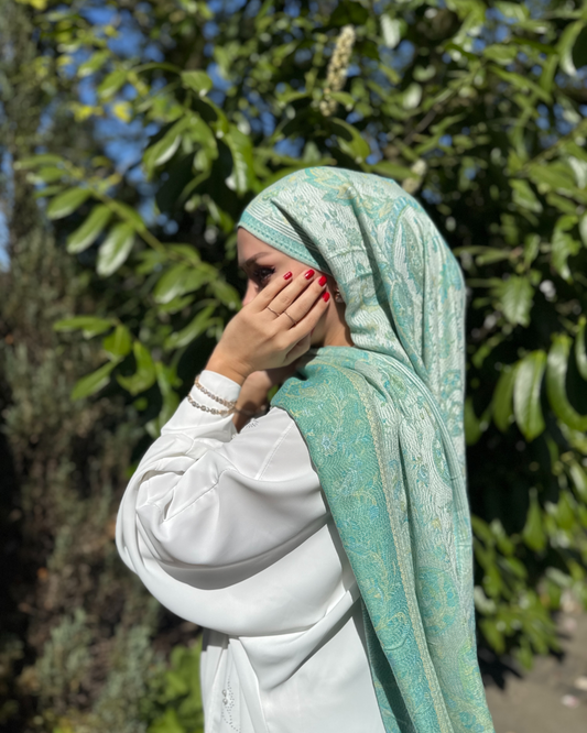 Pashmina Schal - Jacquard Paisley - Mintgrün