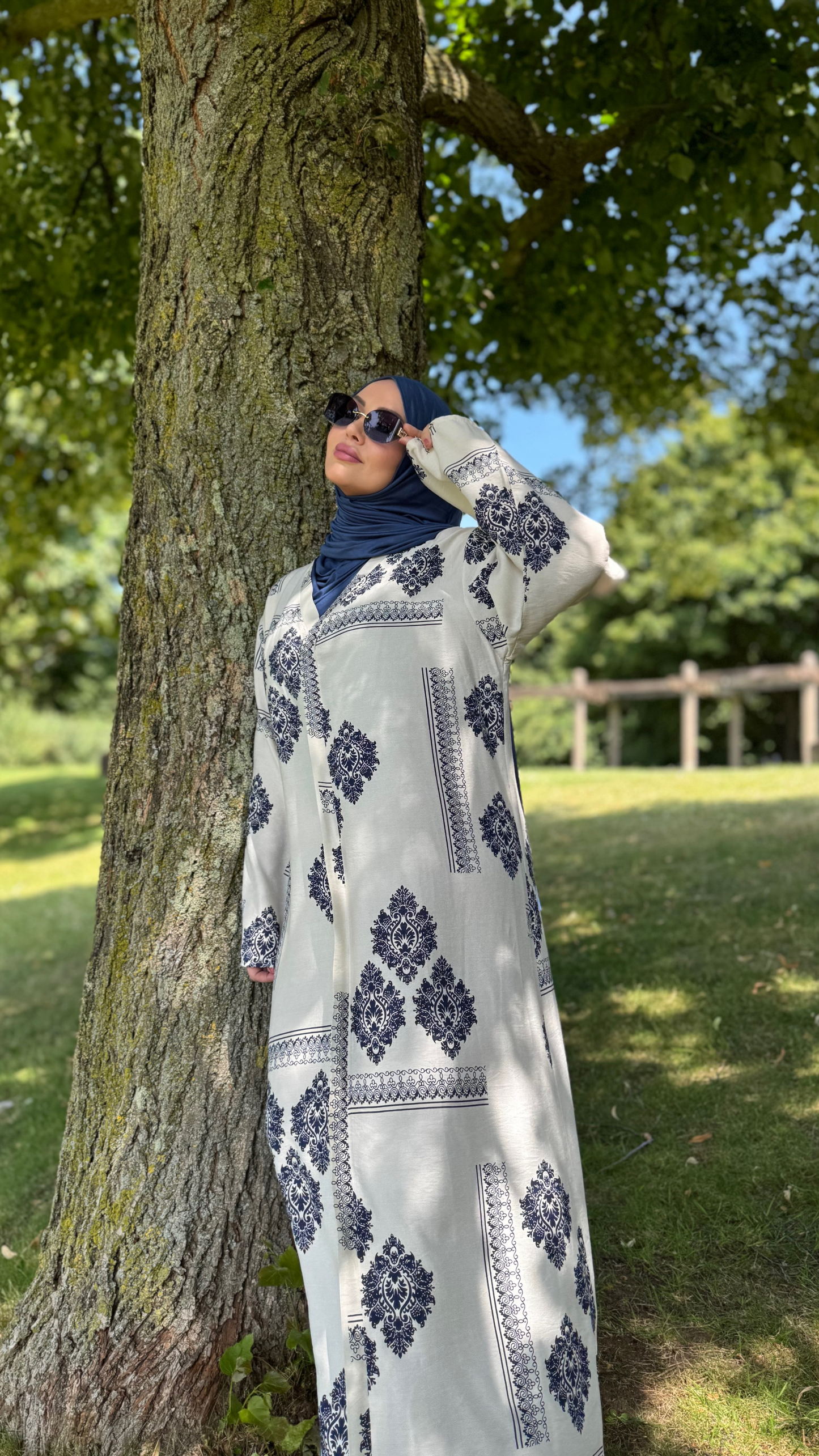 Hawaii Kleid - Beige-Blau