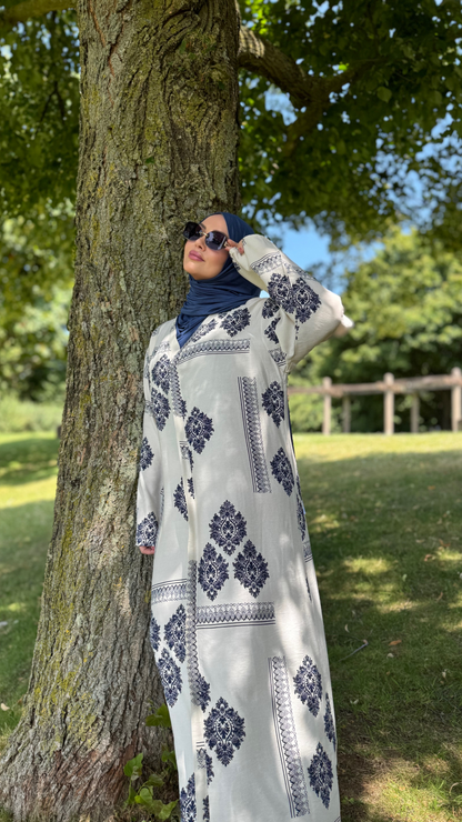 Hawaii Kleid - Beige-Blau