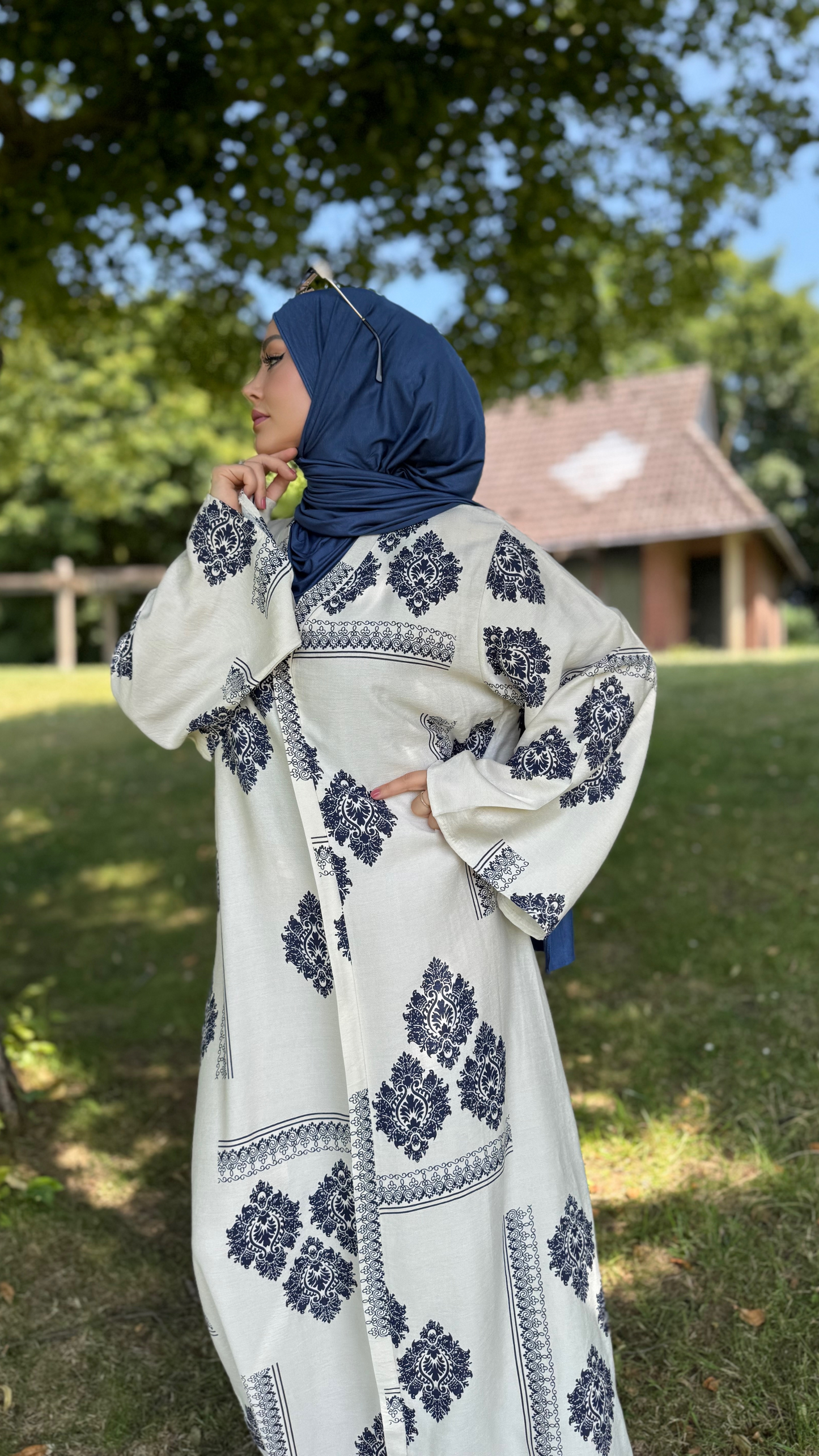 Hawaii Kleid - Beige-Blau