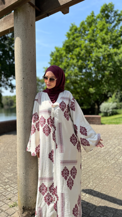 Hawaii Kleid - Beige-Bordeaux