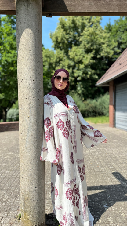 Hawaii Kleid - Beige-Bordeaux