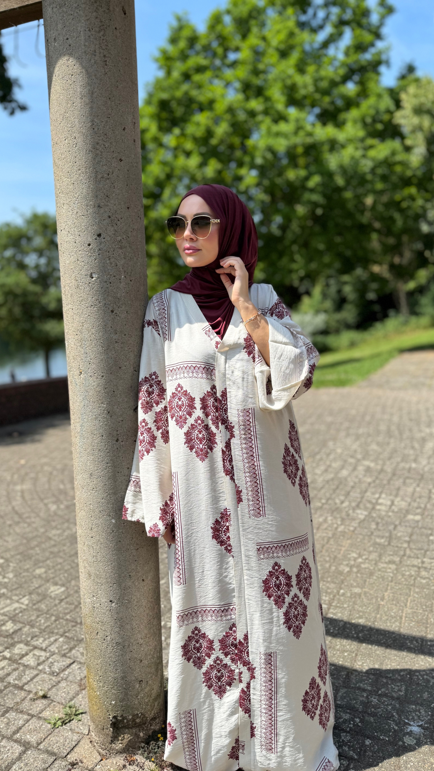 Hawaii Kleid - Beige-Bordeaux