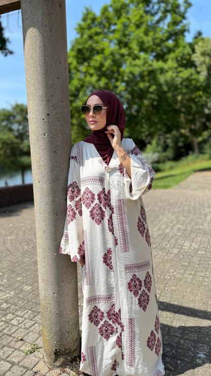 Hawaii Kleid - Beige-Bordeaux