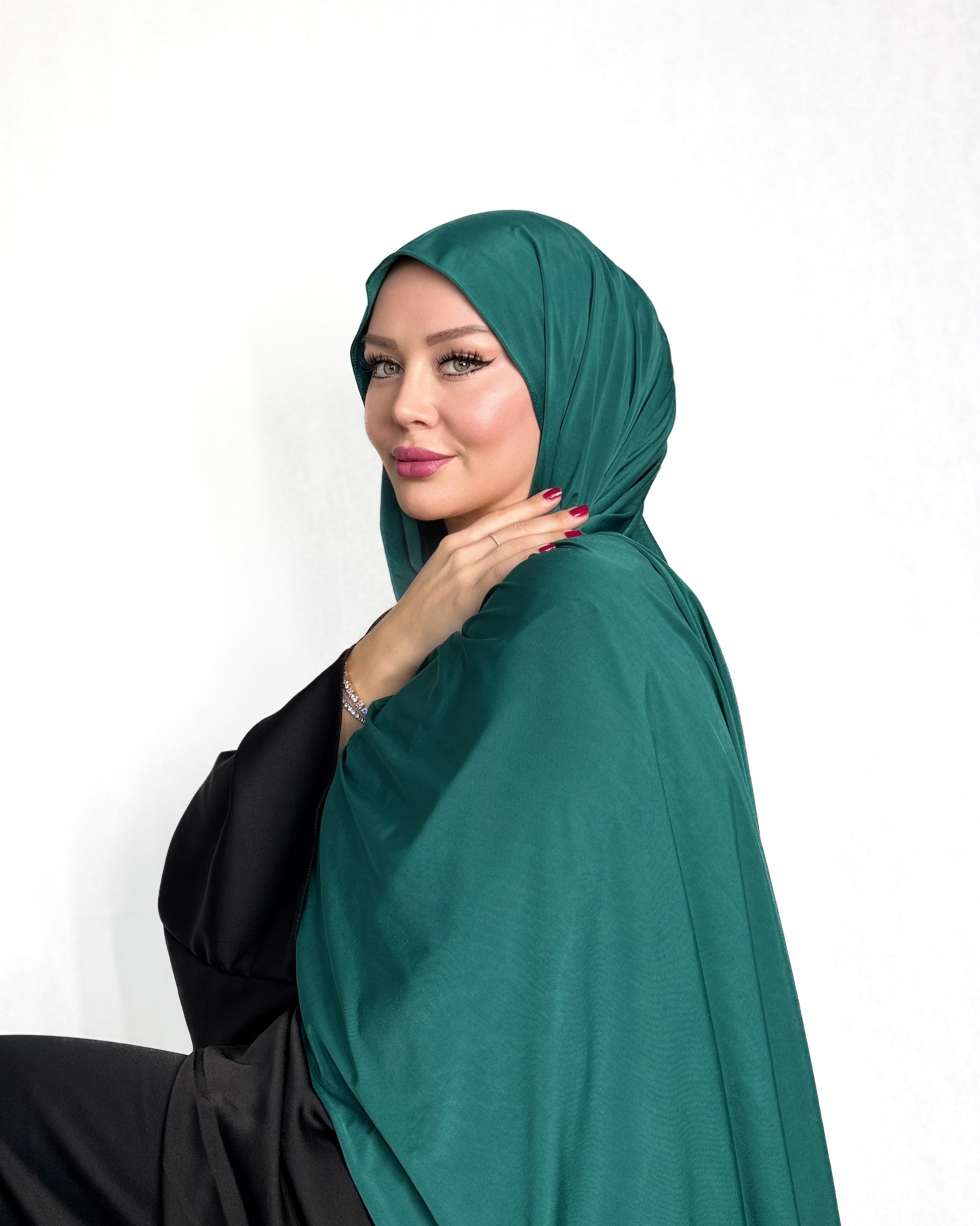 Premium Liquid Schal - Smaragdgrün