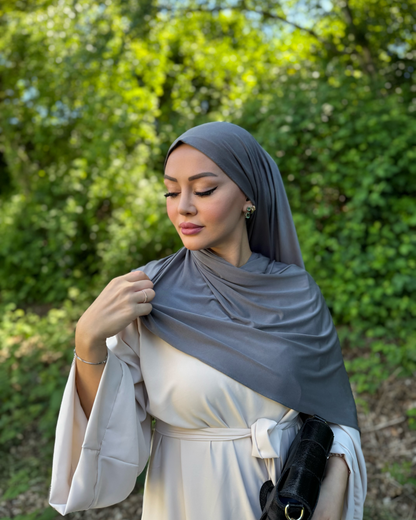 Premium Liquid Schal - Silbergrau