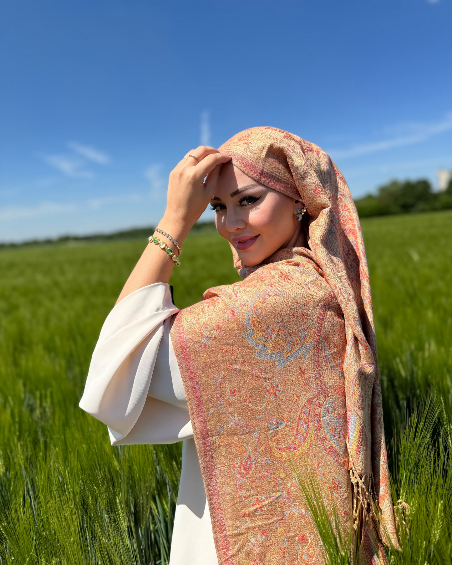 Pashmina Scarf - Jacquard Paisley - Orient Gold