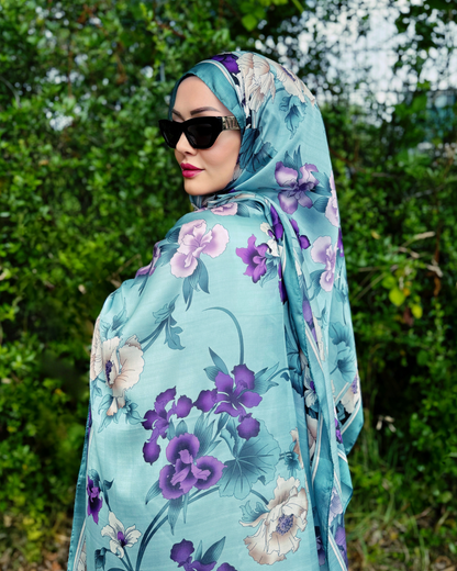 Floraler Schal - Türkisblüte