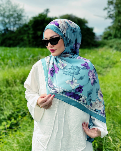 Floraler Schal - Türkisblüte