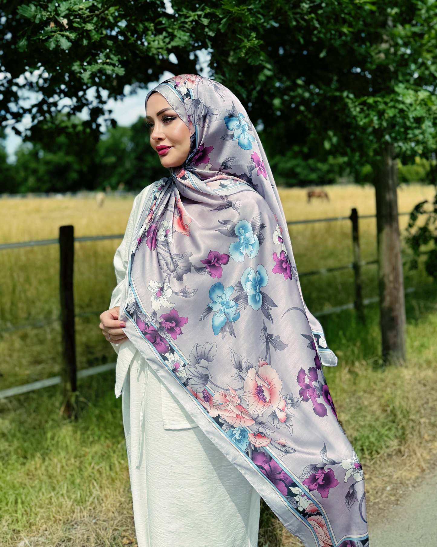 Floraler Schal - Mauve