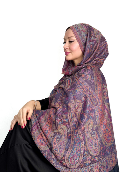 Pashmina Schal - Jacquard Paisley - Königliches Amethyst