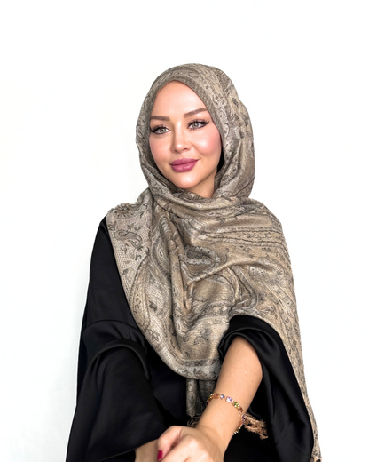 Pashmina Schal - Jacquard Paisley - Goldener Sand