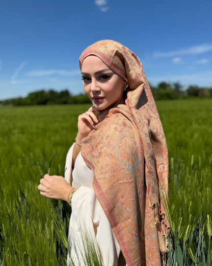 Pashmina Scarf - Jacquard Paisley - Orient Gold
