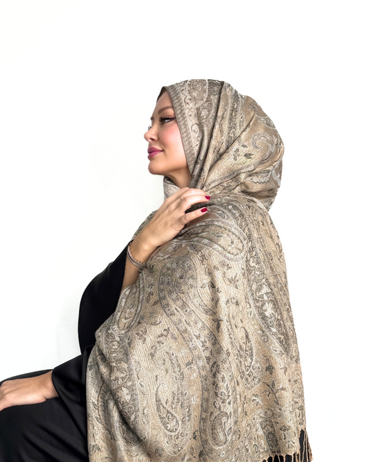 Pashmina Schal - Jacquard Paisley - Goldener Sand