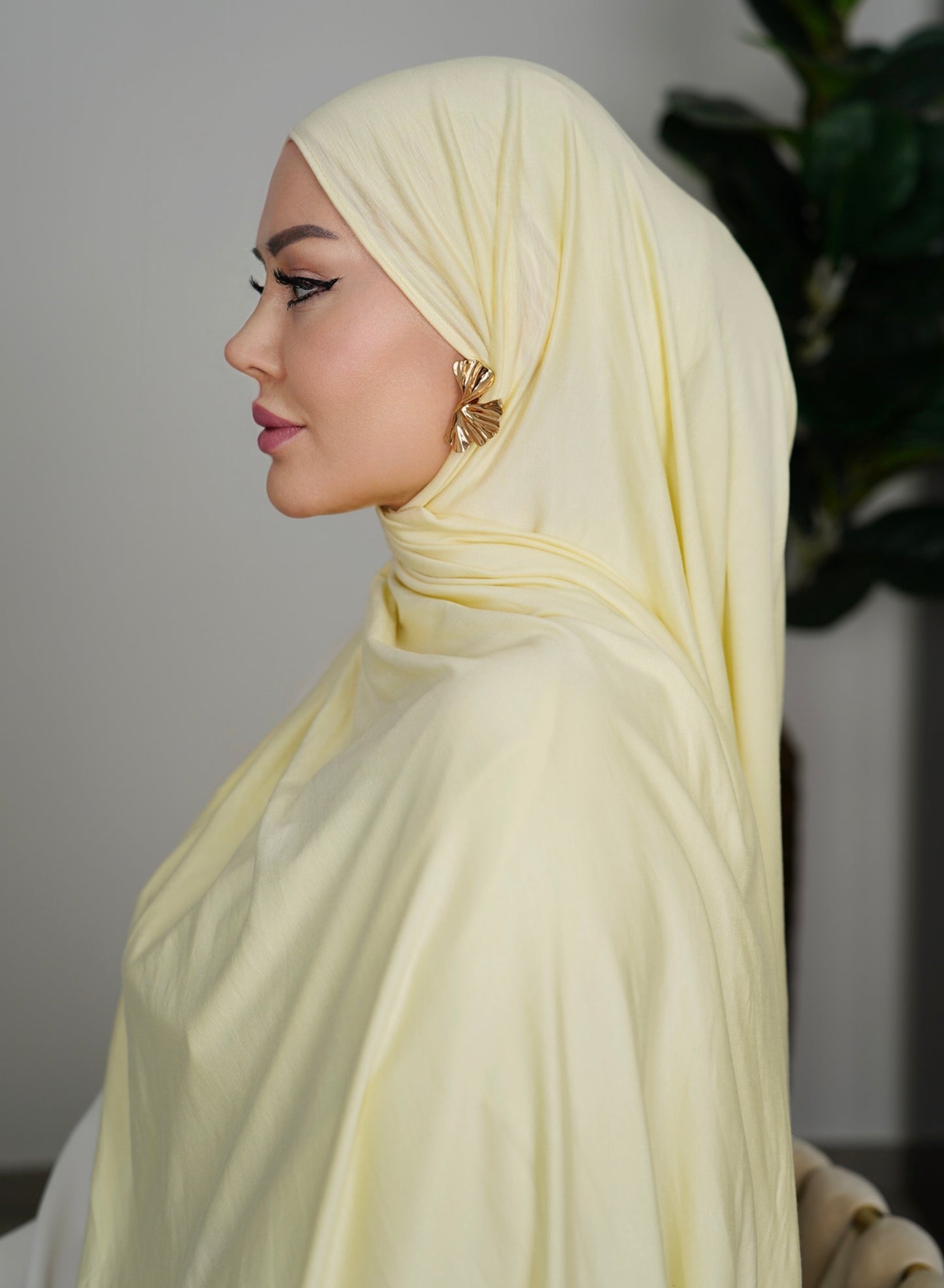 Premium Cotton Jersey Hijab – Butter Lemon