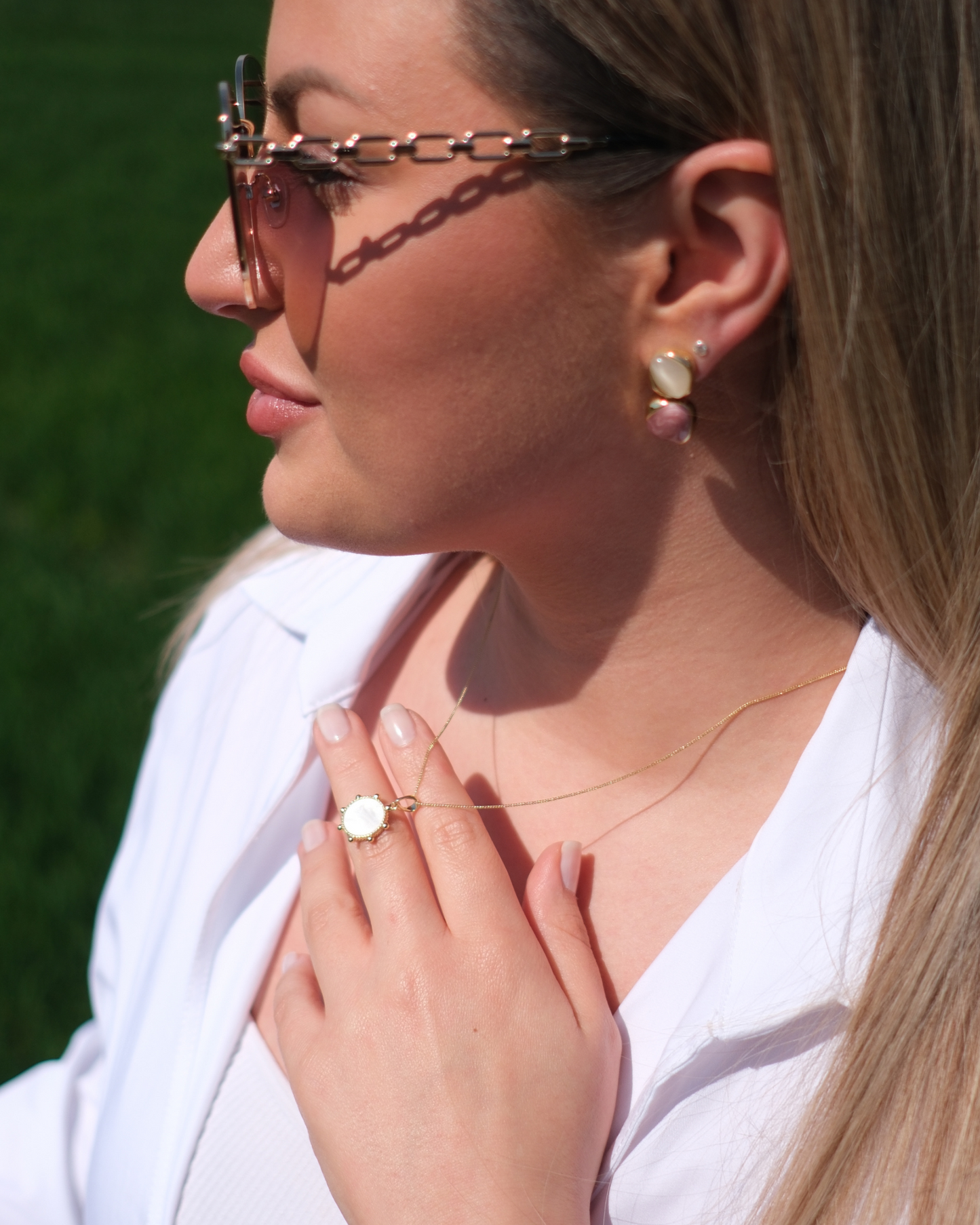 Golden Lumina - Damen Kette Perlmutt