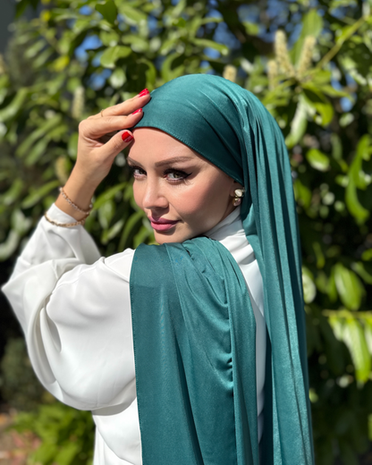 Premium Liquid Schal - Smaragdgrün