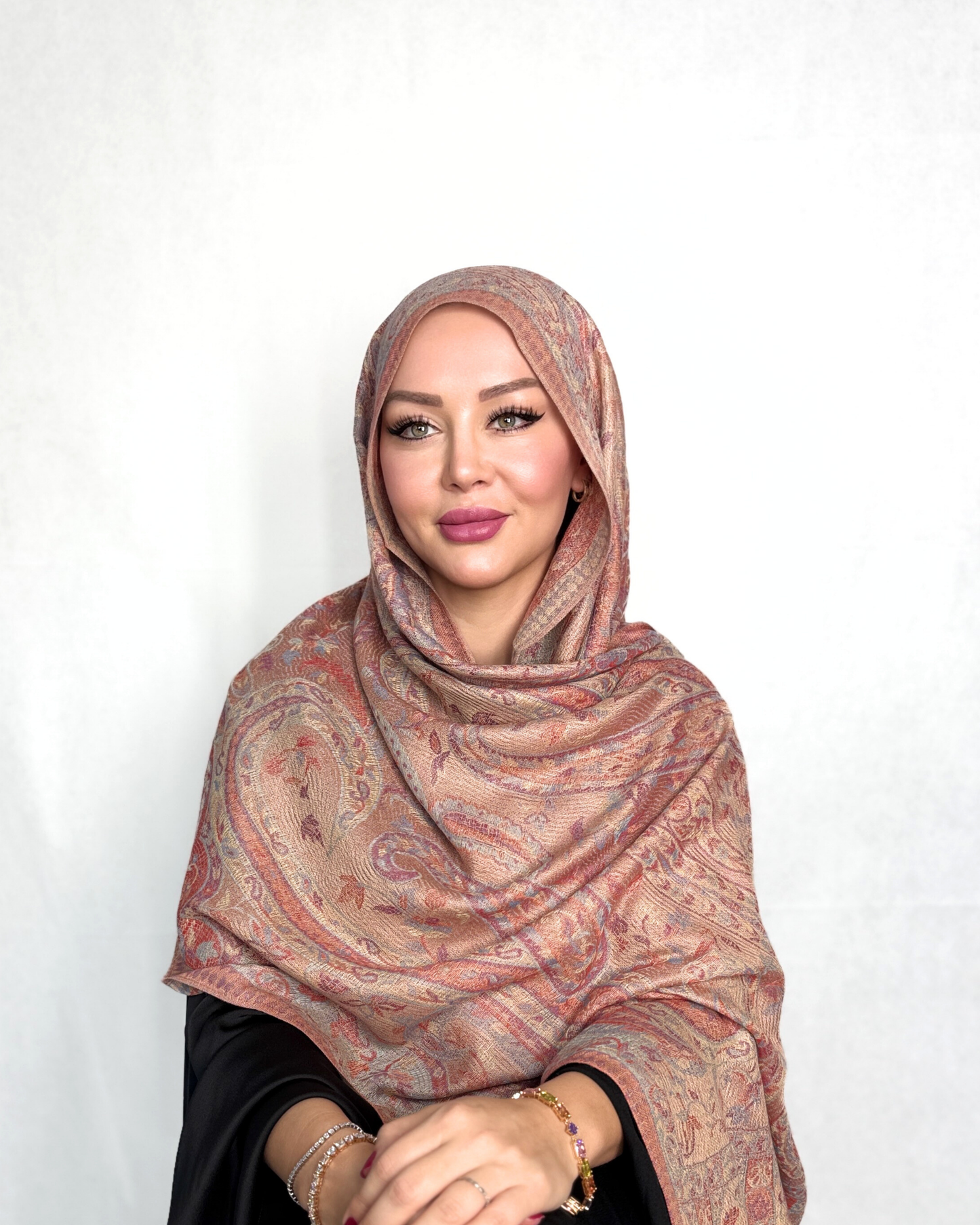 Pashmina Schal - Jacquard Paisley - Rosébeige