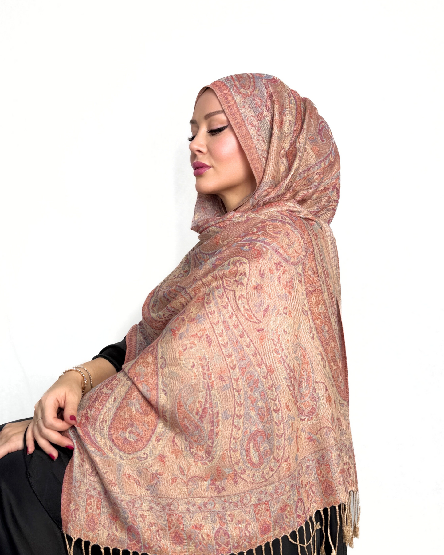 Pashmina Schal - Jacquard Paisley - Rosébeige