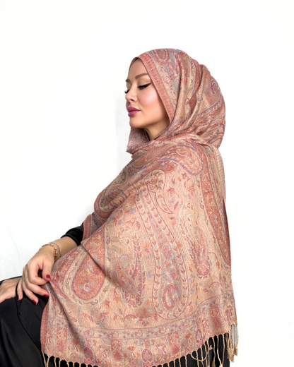 Pashmina Schal - Jacquard Paisley - Rosébeige