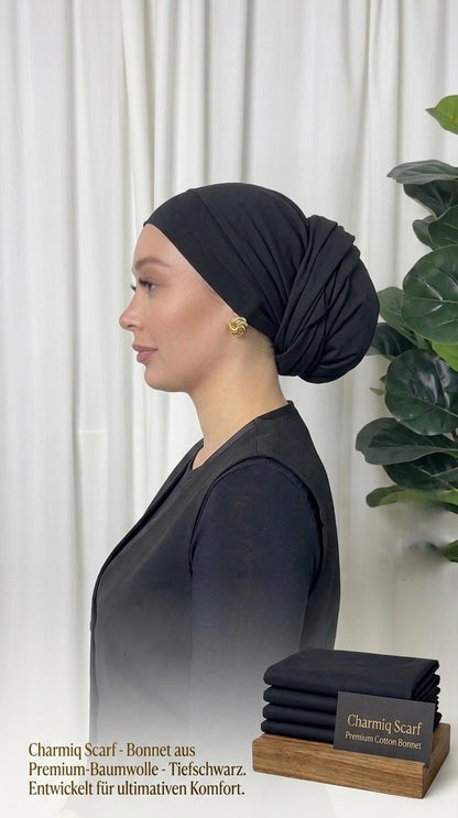 Unterkopftuch / Bonnet aus 100 % Baumwolle – Schwarz