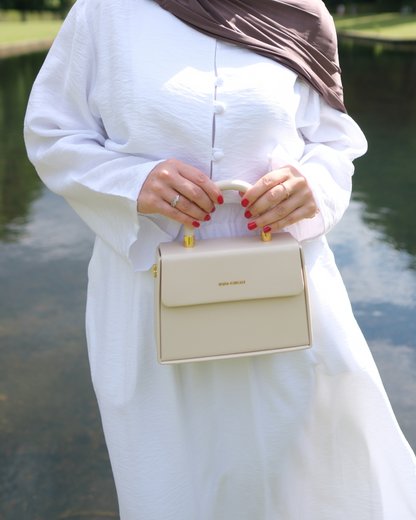 Handtasche - Soft-Kunstleder - Beige