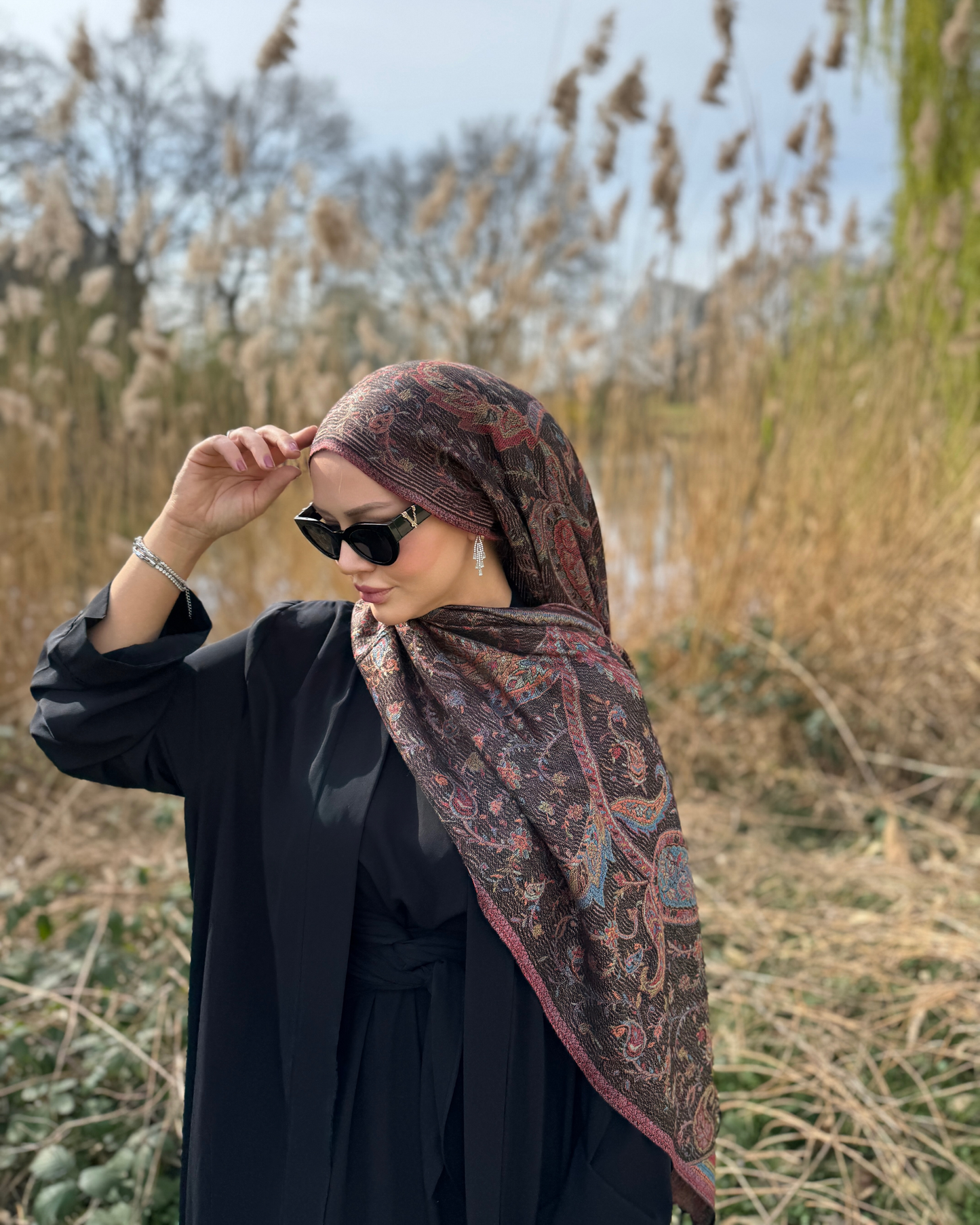 Pashmina Schal - Jacquard Paisley - Kastanienbraun