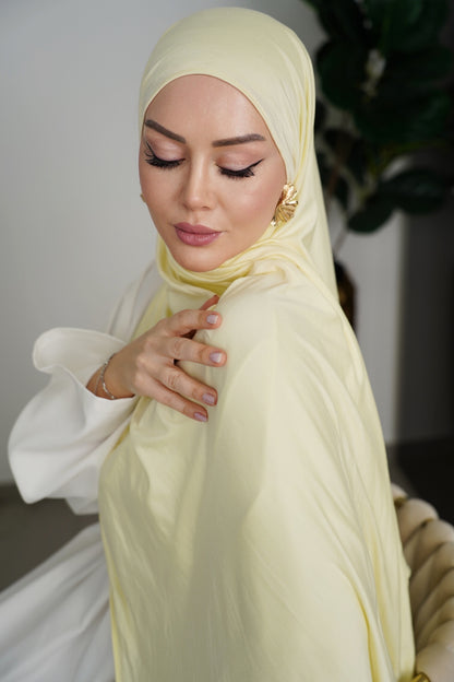 Premium Cotton Jersey Hijab – Butter Lemon