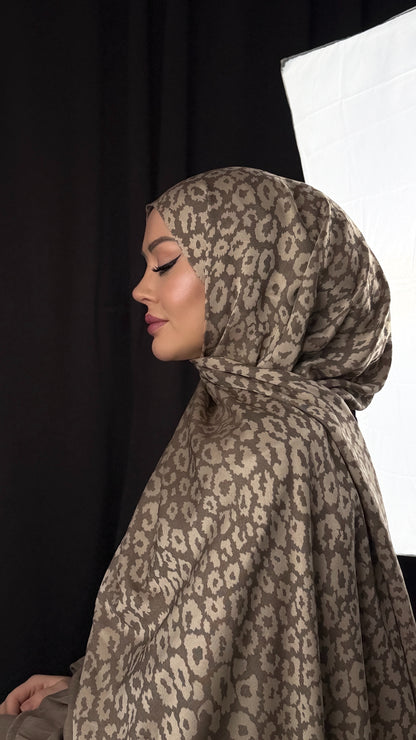 Premium Schal - Leopardenmuster - Braun Beige