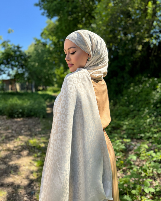 Premium Schal - Leopardenmuster - Beige Creme