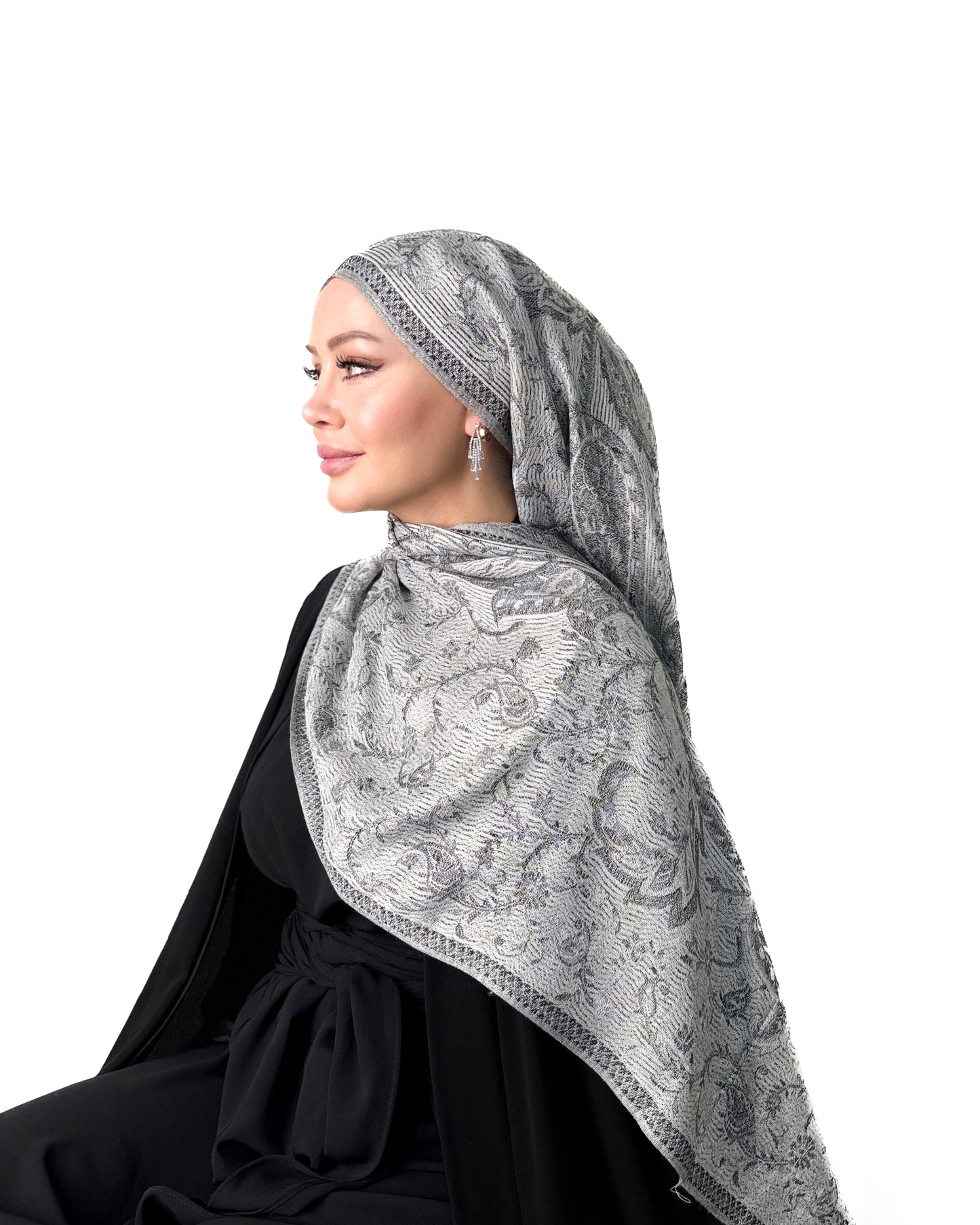 Pashmina Schal - Jacquard Paisley - Aschgrau