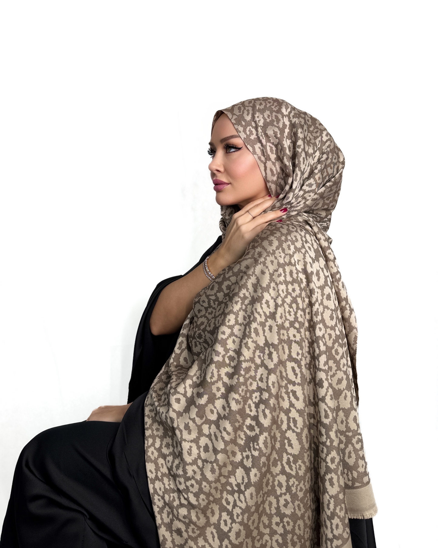 Premium Schal - Leopardenmuster - Braun Beige