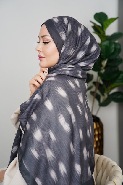 Premium Hijab - Soft Grau | Feder-Optik | Soft Baumwolle