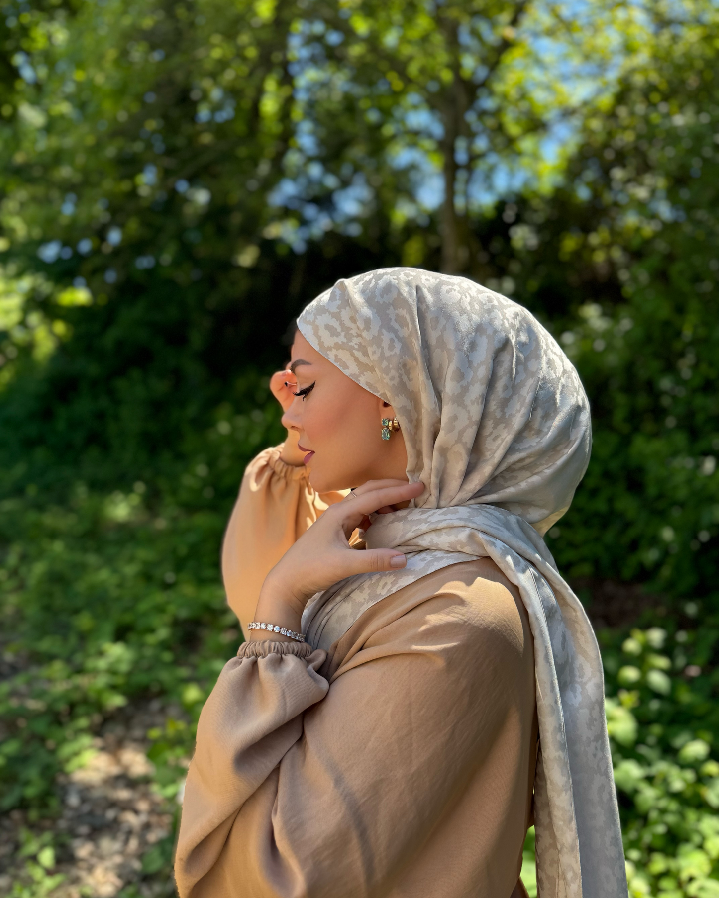 Premium Schal - Leopardenmuster - Beige Creme