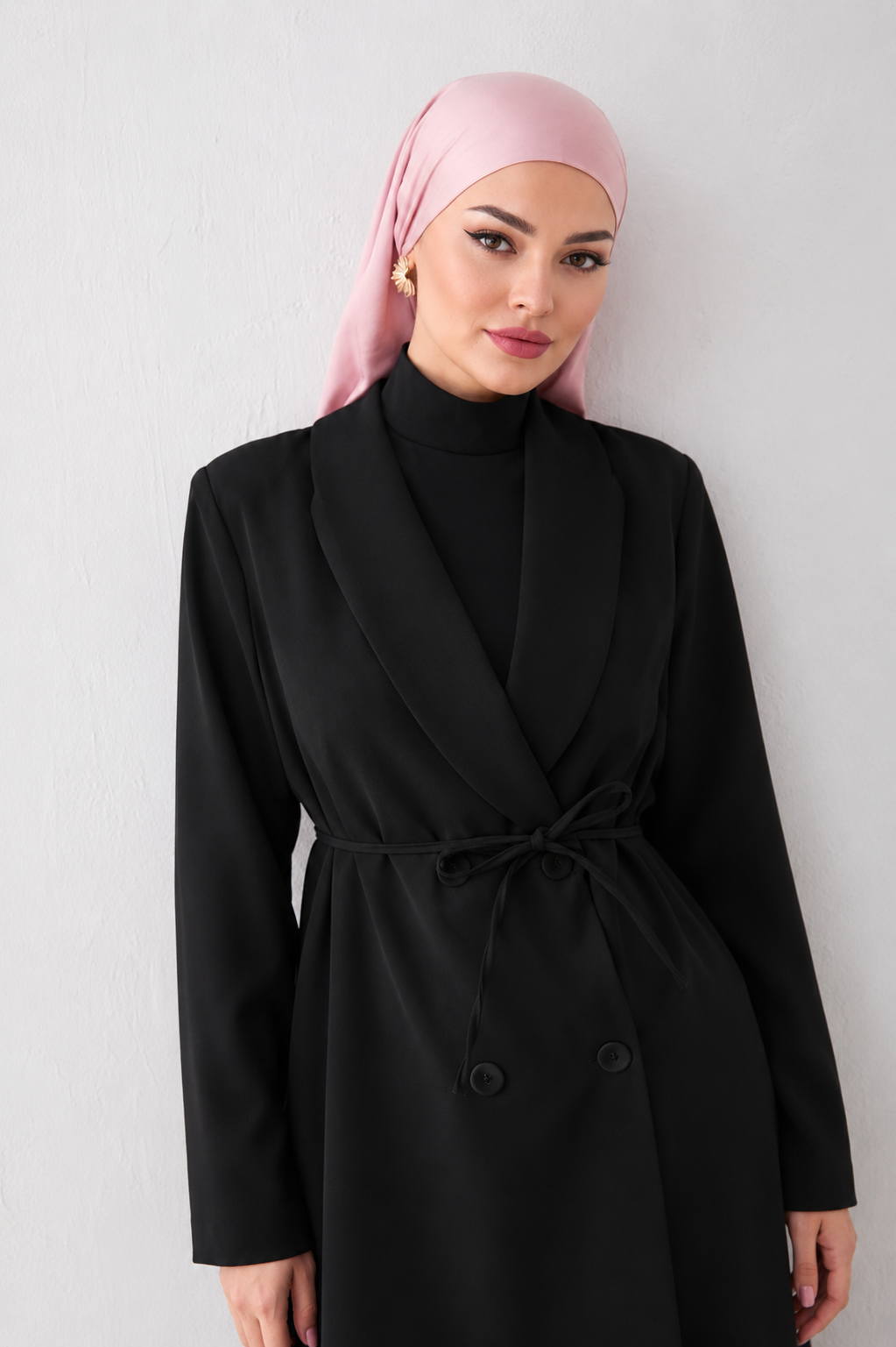 Crepe-Jumpsuit mit Jacke – Schwarz
