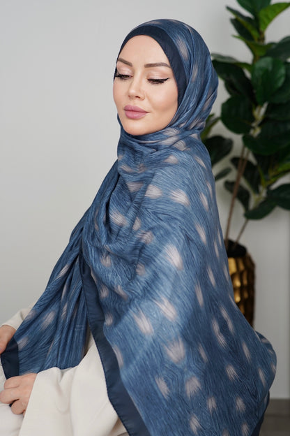 Premium Hijab - Soft Blau | Feder-Optik | Soft Baumwolle