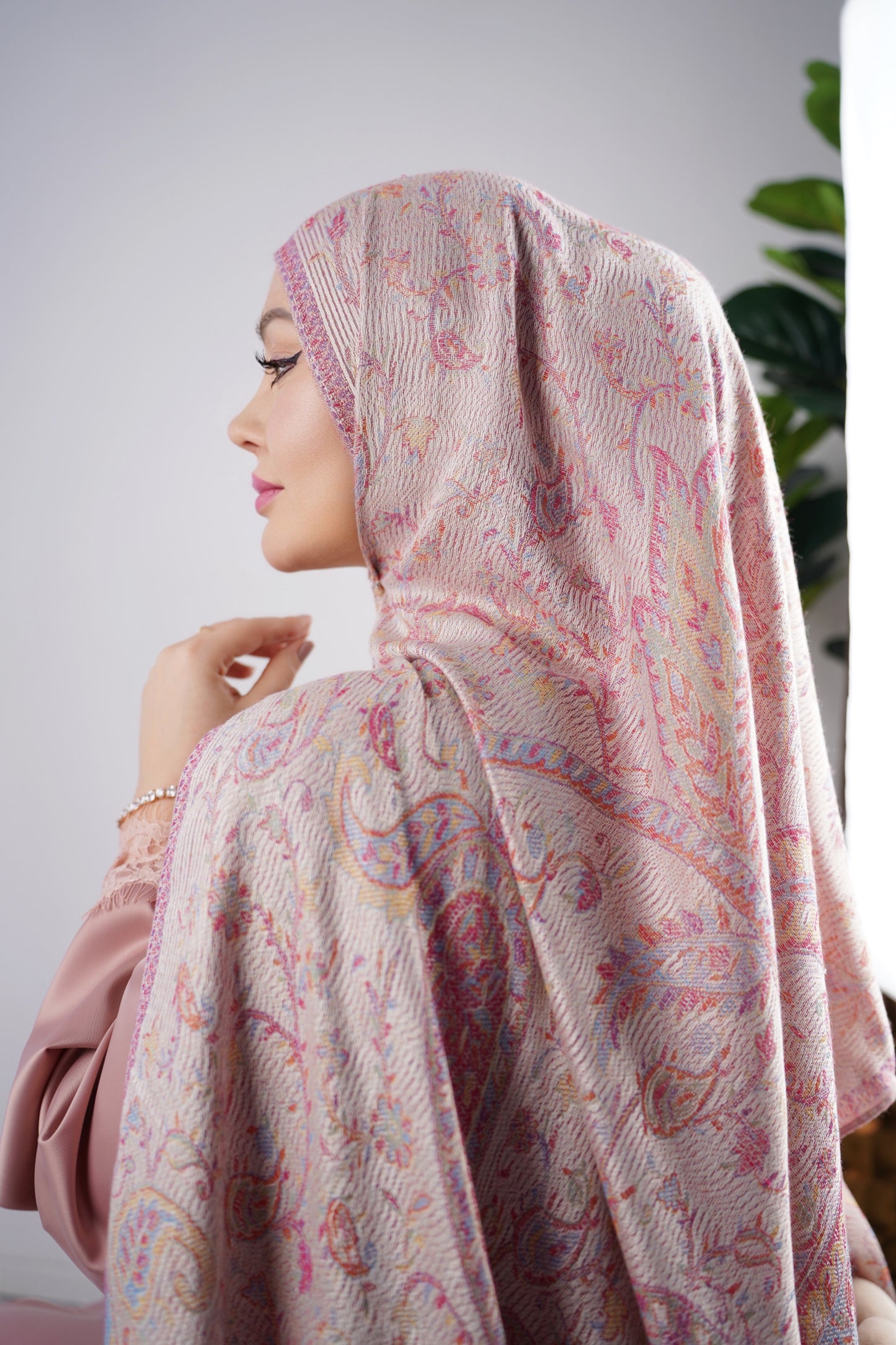 Pashmina Schal - Jacquard Paisley - Altrosa
